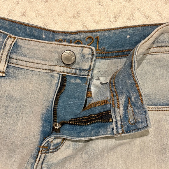 Rue 21 Bleached Acid Wash Denim Shorts Womens Size 7 Blue Jean Stretch Festival - Picture 6 of 9